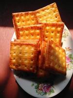 snack crackers filled with fermented cassava made by mother, for breakfast. photo