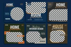 home interior social media template web banner vector