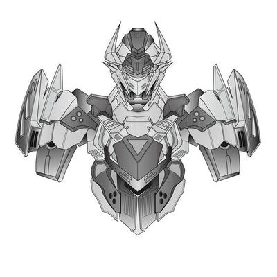 Coloring page Robot knight warrior in background, Perfect for book and tattoos