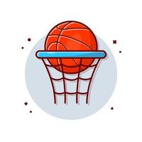 Basket Ball And Ring Cartoon Vector Icon Illustration. Sport  Object Icon Concept Isolated Premium Vector. Flat Cartoon  Style