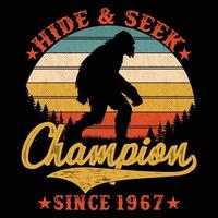 Retro vintage sunset Bigfoot Yeti vector t shirt design