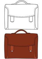 Back to school Element,Outline and Colored Teacher Bag,Educational clip art . vector