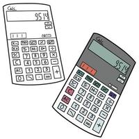 Back to school Element,Outline and Colored Calculator. vector