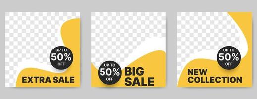 fashion sale banner design template for social media post with yellow and black.vector illustration vector