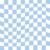 Twisted checkered colorful background. Abstract vector seamless pattern. Retro wavy psychedelic checkerboard