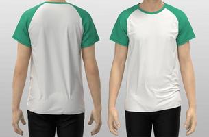 camiseta en blanco delante y detrás, maqueta de plantilla para impresión de diseño foto