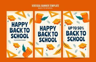 Back to School Web Banner for Social Media Vertical Poster, banner, space area and background vector