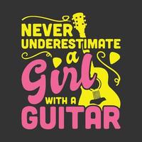 diseño de camiseta de guitarra e ilustración de guitarra vector