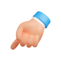 hand met duim omhoog. duim omhoog zingen. hand die een vinger wijst. 3D render png