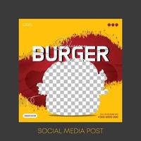 deliciosa hamburguesa diseño de plantilla de publicación en redes sociales vector