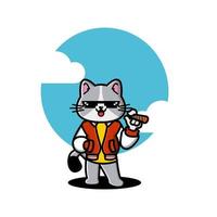ilustración de bombo de gato de dibujos animados vector