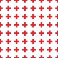 Abstract seamless pattern with red crosses on white background. Modern Swiss design in bauhaus style vector