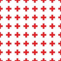 Abstract seamless pattern with red crosses on white background. Modern Swiss design in bauhaus style vector