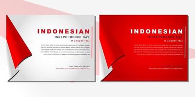 diseño de plantilla de bandera indonesia con concepto de color degradado rojo blanco. día de la independencia de la república de indonesia. aniversario de la república de indonesia. 17 de agosto de diseño de plantilla de banner de redes sociales. vector