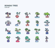 Bonsai tree outline icon set vector