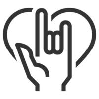 Hand Love Line Icon Vector .
