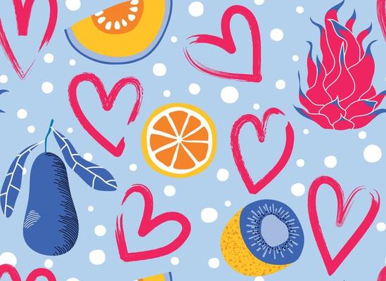 seamless pattern with Cute summer fruit background.
