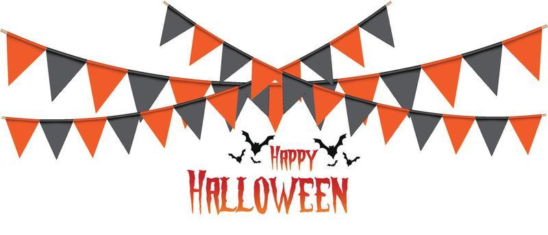 Happy halloween background. Garland of colored flags. Festive flags for decoration. Garlands of flags on a white background.Vector illustration.