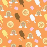 seamless pattern with summer ice cream background vector
