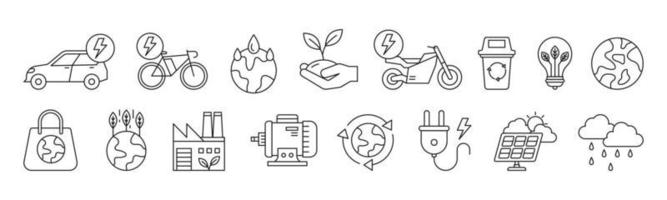 Ecology line art icon set design template vector illustration