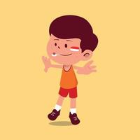 A cute boy doing marble race on Indonesia independence day event vector