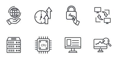 data center and hosting icons set . data center and hosting pack symbol vector elements for infographic web