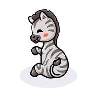 Cute little zebra cartoon sitting vector