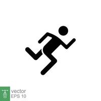 icono de corredor. estilo sólido simple. el hombre corre rápido, carrera, sprint, concepto deportivo. ilustración de vector de glifo aislado sobre fondo blanco. eps 10.