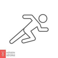 Runner icon. Simple outline style. Man run fast, race, sprint, sport concept. Thin line vector illustration isolated on white background. Editable stroke EPS 10.