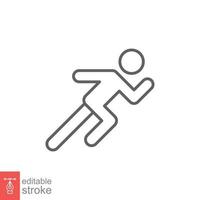 Runner icon. Simple outline style. Man run fast, race, sprint, sport concept. Thin line vector illustration isolated on white background. Editable stroke EPS 10.