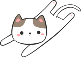 gatinho fofo deitado elemento de desenho animado png