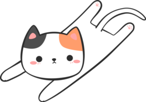 lindo gatito acostado elemento de dibujos animados png