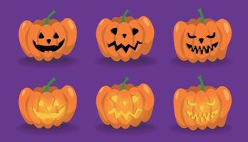 Halloween pumpkin set, available in regular and glowing versions vector