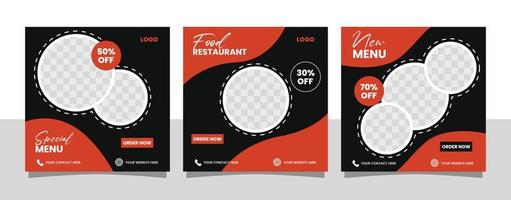 Restaurant Fast Food Social Media Post Template vector