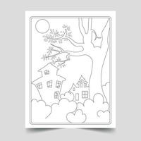 Halloween Coloring Pages Illustration for Kids and Adults, Hand drawn Halloween Illustration vector