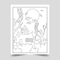 Halloween Coloring Pages Illustration for Kids and Adults, Hand drawn Halloween Illustration vector