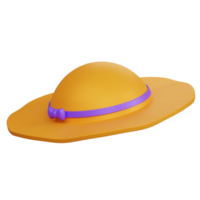 chapeau de plage jaune rendu 3d isolé png