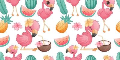 Summer Flamingo Seamless Pattern vector