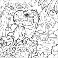 cartoon prehistoric dinosaur coloring book vector