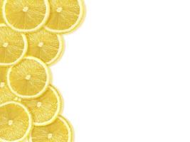 Lemon and slices with isolated on white background with copy space for your text. Flat layout, top view photo