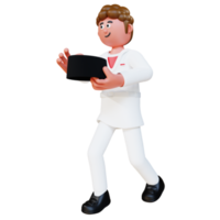 personagem de renderização 3D comemorando o dia da independência da indonésia vestindo pano paskibraka png