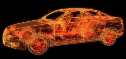 automóvil con intersección de estructura alámbrica con entorno de interfaz de usuario digital foto