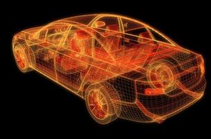 automóvil con intersección de estructura alámbrica con entorno de interfaz de usuario digital foto