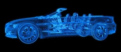 automóvil con intersección de estructura alámbrica con entorno de interfaz de usuario digital foto