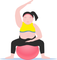 exercícios de bola de cardio para mulheres gordas e treinamento físico. conceito para perda de peso de queima de gordura png