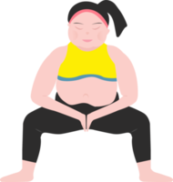 Fat women cardio exercises and fitness training. Concept for weight loss of fat burning png