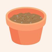 Seeds in a pot are Growing up is a soft shoot vector