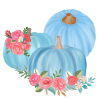 Blue pastel pumpkin watercolor png