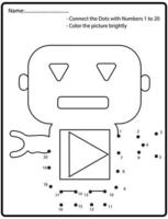 Educational game of dot to dot puzzle with doodle robot for children,Vector illustration vector