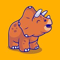 cute triceratops dinosaur illustration suitable for mascot sticker and t-shirt design vector